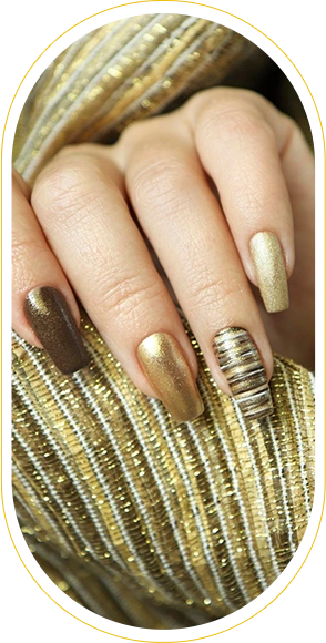 Women with gold nails manicure